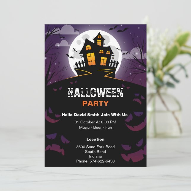 Modern Custom Halloween Invitation Card (Standing Front)