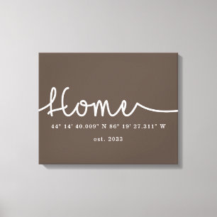 Modern Custom Home GPS Coordinates Canvas Print