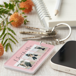 Modern Custom I Love You Mum 3 Photo Keychain