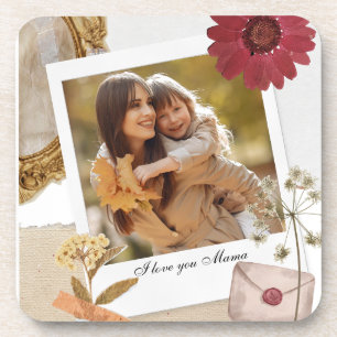 Modern Custom I Love You Mum Photo Coaster