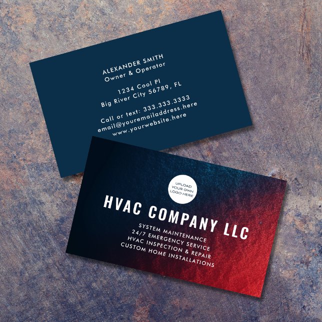 Modern Custom Logo AC Heat Professional HVAC Business Card (Creator Uploaded)