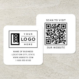Modern Custom Logo and QR Code Square Business Card