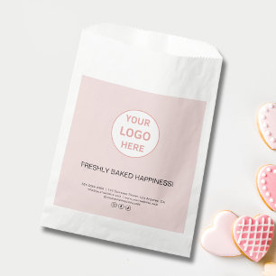Modern Custom Logo Bakery Pink Paper Bag