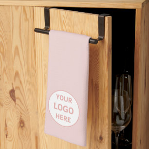 Modern Custom Logo Bakery Pink Tea Towel