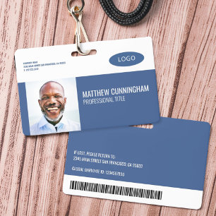 Modern Custom Logo Employee Name Barcode ID Badge