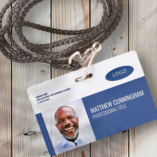 Modern Custom Logo Employee Name Barcode ID Badge