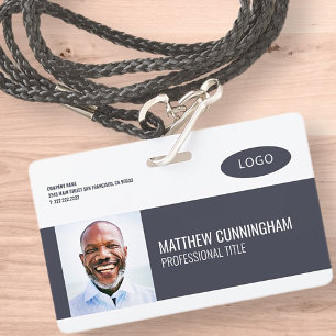 Modern Custom Logo Employee Name Barcode ID Badge