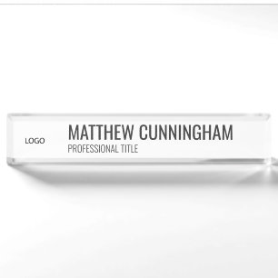 Modern Custom Logo Employee Name Job Title Nameplate