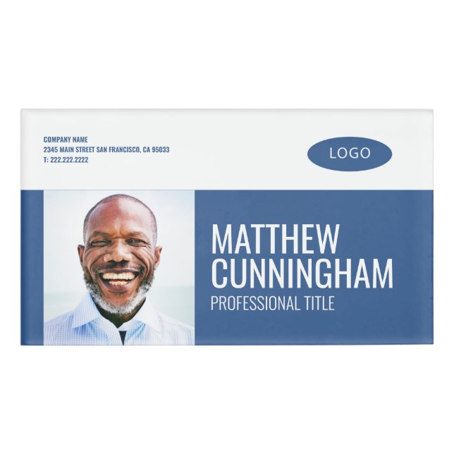 Modern Custom Logo Employee Name Tag (Front)