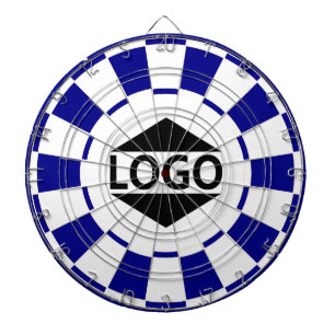 Modern Custom Logo Image on Blue & White Dartboard