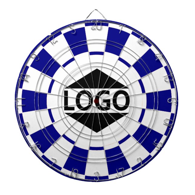 Modern Custom Logo Image on Blue & White Dartboard (Front)