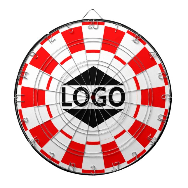 Modern Custom Logo Image on Red & White Dartboard (Front)