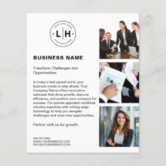 Modern Custom Logo Photo White Business Flyer