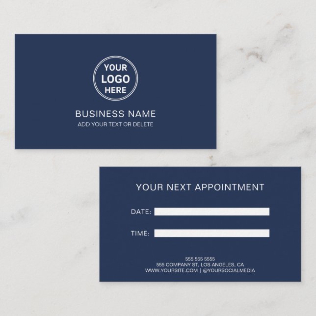 Modern Custom Logo Professional Business Appointment Card (Front/Back)