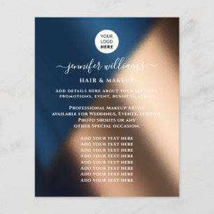 Modern Custom Logo Promotional Navy Blue Rose Gold Flyer