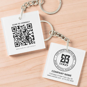 Modern Custom Logo QR Code Business Promotional Key Ring