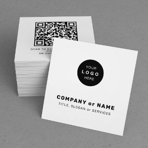 Modern custom logo QR code website Square Business Card