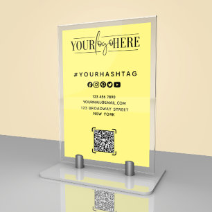 Modern Custom Logo   Social Media Sign Table Card