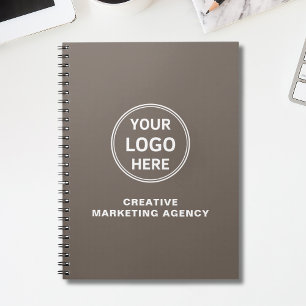 Modern Custom Logo Taupe Business Notebook