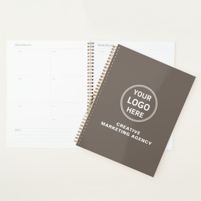 Modern Custom Logo Taupe Business Planner (Display)