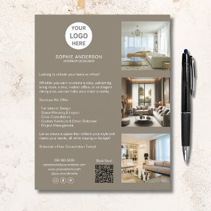 Modern Custom Logo Taupe Professional Business Flyer
