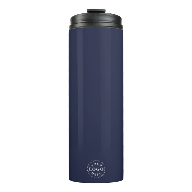 Modern Custom Logo Tumbler in Clean Navy Design (Front)