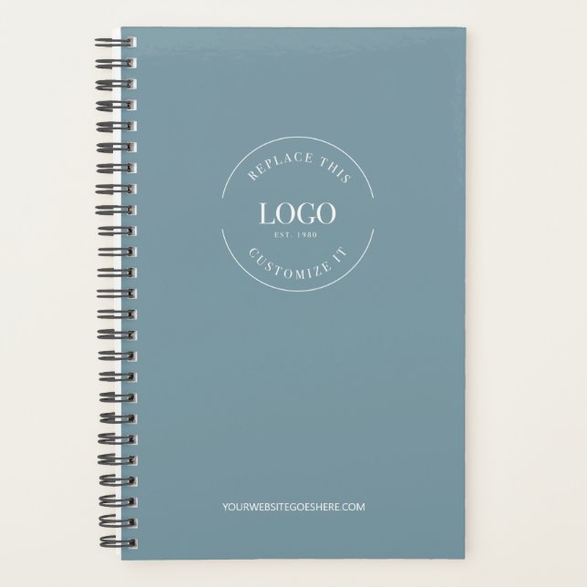 Modern Custom Logo website dusty blue Branded Planner (Front)