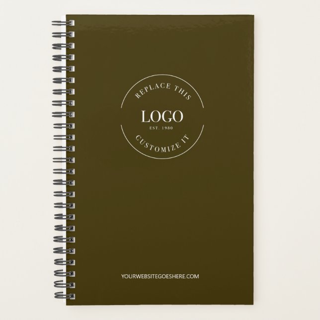 Modern Custom Logo website Mocha Brown Branded Planner (Front)