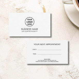 Modern Custom Logo White Professional Business Appointment Card