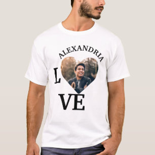 Modern Custom love heart photo template T-Shirt