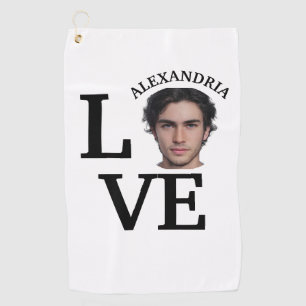 Modern Custom love photo template Golf Towel