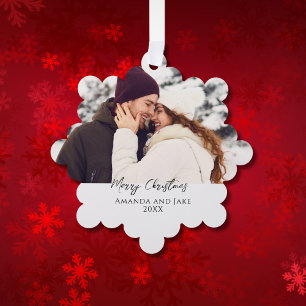 Modern Custom Merry Christmas Photo Tree Decoration Card