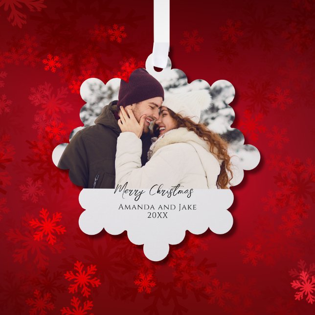Modern Custom Merry Christmas Photo Tree Decoration Card (Creator Uploaded)