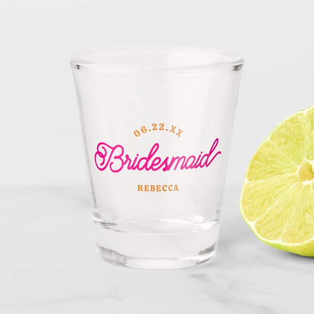 Modern Custom Minimalist Bridesmaid Shot Glass (Front)