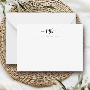 Modern Custom Monogram Brush Script Stylish Card