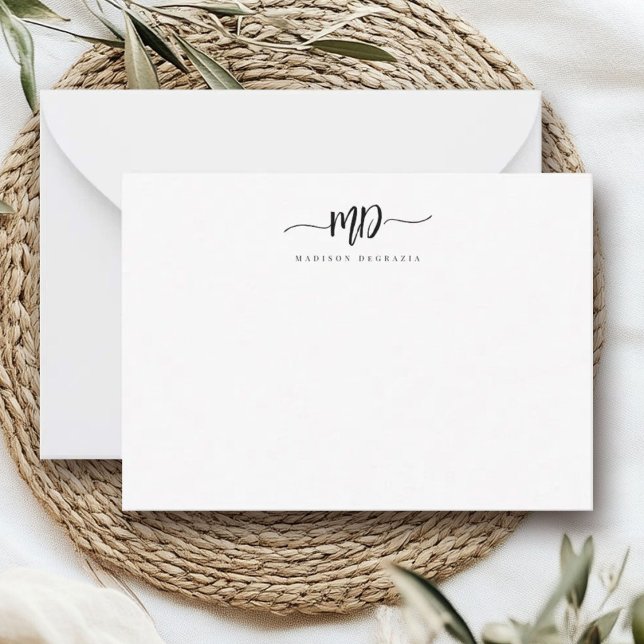 Modern Custom Monogram Brush Script Stylish Card (Creator Uploaded)