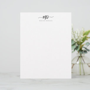 Modern Custom Monogram Brush Script Stylish Letterhead
