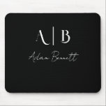 Modern Custom Monogram Initials Name Black Mouse Pad<br><div class="desc">Modern Custom Mouse Matt in black with name and initials.
Customize with initials and name to create your personalized mouse matt.</div>