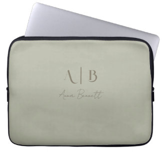 Modern Custom Monogram Initials Name Dusty Sage Laptop Sleeve