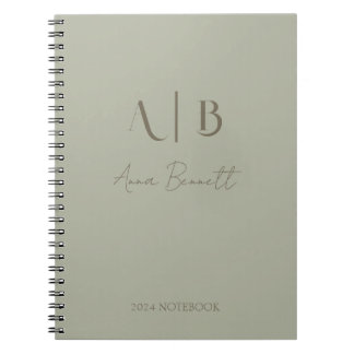 Modern Custom Monogram Initials Name Dusty Sage Notebook