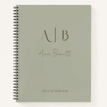 Modern Custom Monogram Initials Name Dusty Sage