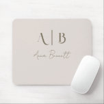 Modern Custom Monogram Initials Name Light Beige Mouse Pad<br><div class="desc">Modern Custom Mouse Matt in light beige with name and initials.
Customize with initials and name to create your personalized mouse matt.</div>