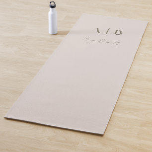 Modern Custom Monogram Initials Name Light Beige Yoga Mat