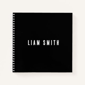 Modern Custom Monogram Name Black Notebook