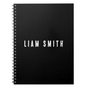 Modern Custom Monogram Name Black Notebook