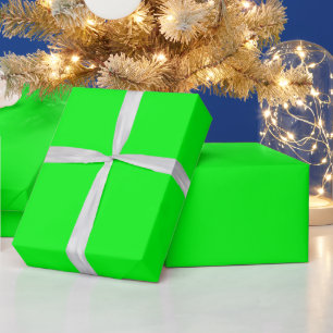 Modern Custom Monogram Name Bright Green Gift Wrapping Paper
