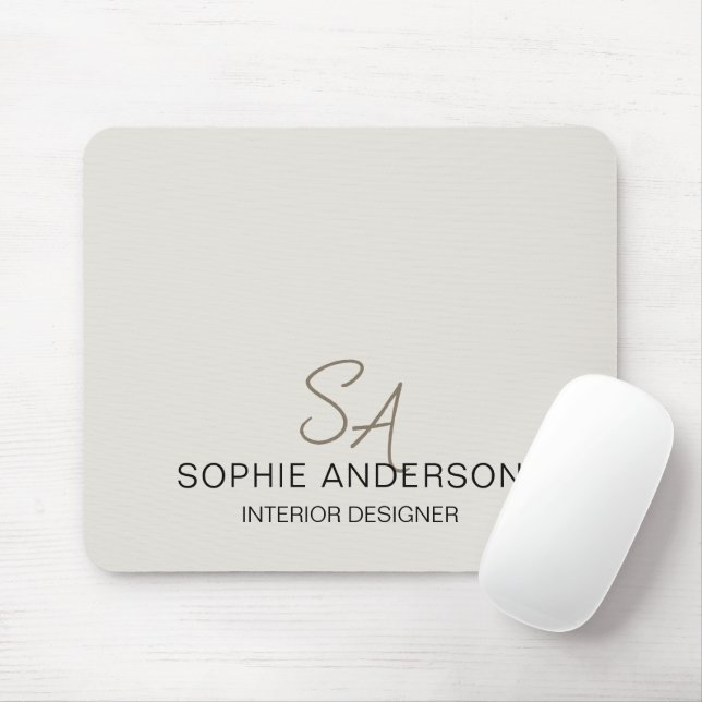 Modern Custom Monogram Professional Business Mouse Pad (With Mouse)