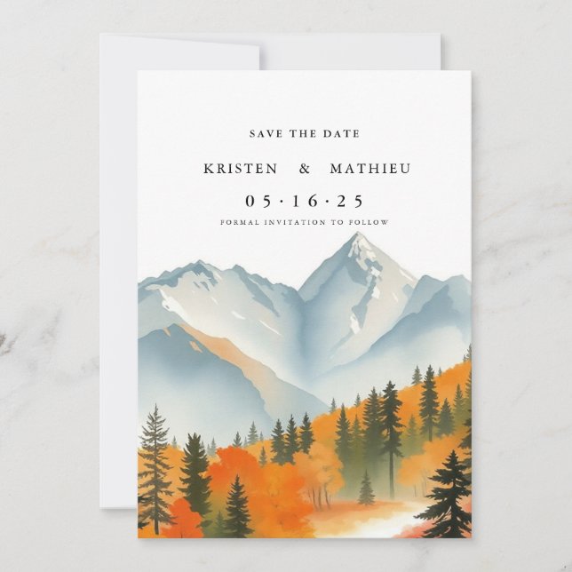 Modern Custom Mountain Save The Date (Front)