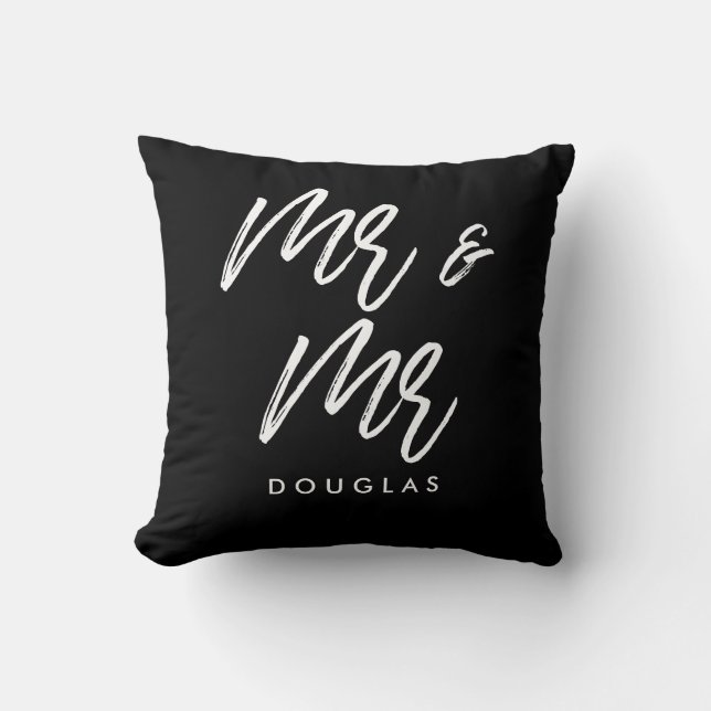 Modern custom Mr and Mr gay couple Cushion (Front)