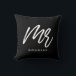 Modern custom Mr. Cushion<br><div class="desc">Mr and Mrs couple pillows,  customisable with your own name and your favourite colours.</div>